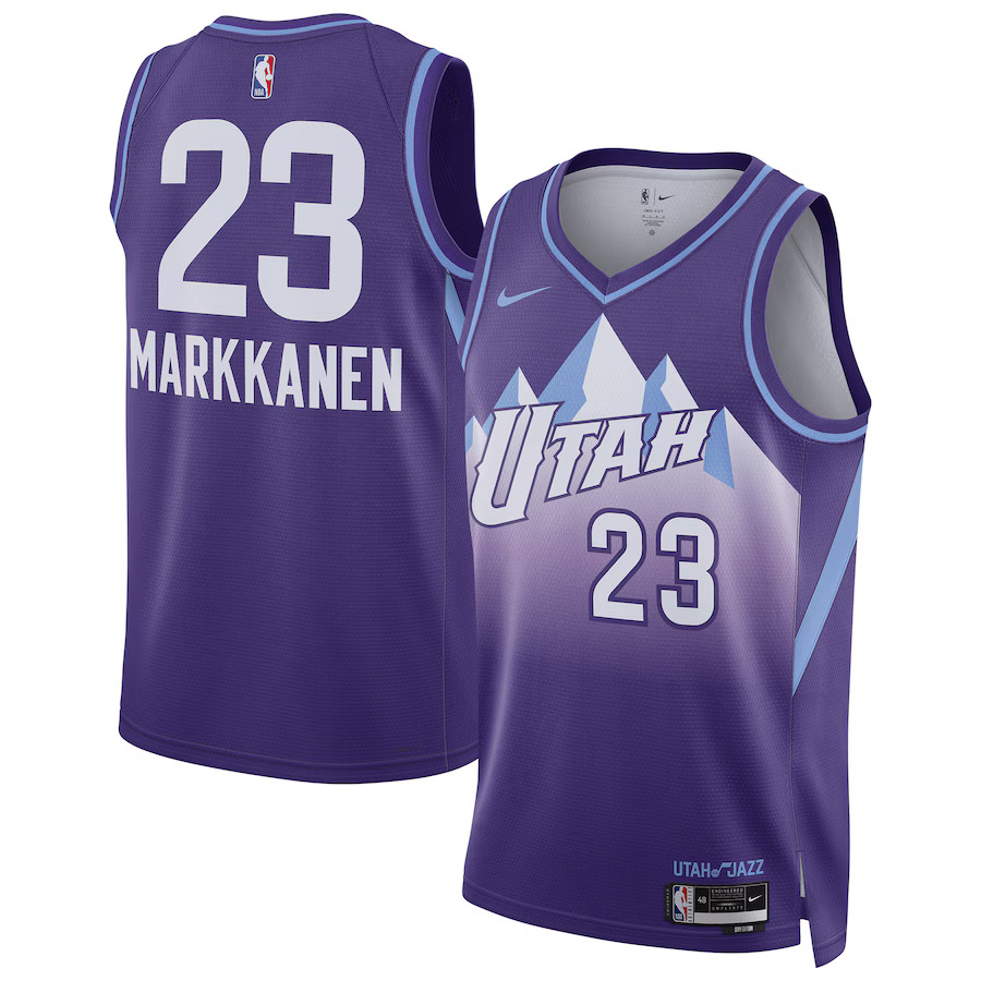 Men Utah Jazz 23 Lauri Markkanen Nike Purple City Edition 2024-25 Swingman Player NBA Jersey